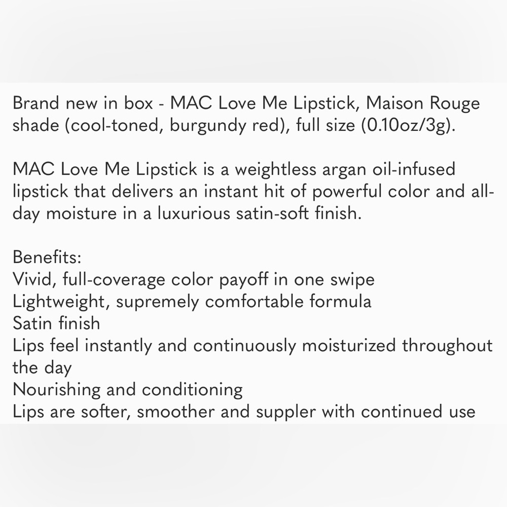 NEW | MAC | LE LOVE ME LIPSTICK 💄 MAISON ROUGE - Picture 12 of 12